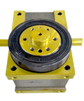 Heavy Duty Workhorse Cam Indexer And Intermittent Indexing Table Featuring A Slick 360 Degree Drive Angle For Multi Station Automation Rig Setup In Precision Machining And Robotic Assembly Lines, yellow and black cam drive mechanism.