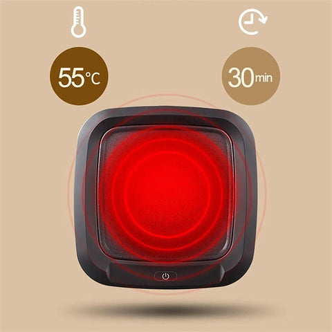 Keep Your Daily Brew Piping Hot With This Smooth Operator Ceramic Coffee Mug Warmer featuring red PTC heating indicator at 55°C.