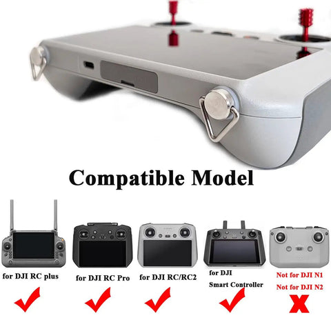 Premium 4 Piece Replacement Eyehook Screws For Universal Smart Controllers And Drone Remotes shown with compatible drone controllers.