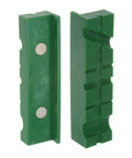 Boss Level Magnetic Vise Jaws 5 Inch Soft Rubber Grip Pads U Groove Magnet Base in green with strong magnets for secure hold.