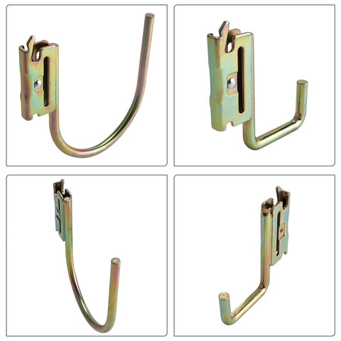 8 Piece Heavy Duty E Track Hooks Set J And L Style For Cargo Tie Downs In Trucks Trailers And Vans With Spring Fittings Rust Resistant Steel Hangers For E Track And X Track Systems Gold, showing J-hook design.