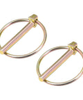 Linch Pin With Ring Set 2 Pack 3/16 Inch By 1-3/4 Inch Heavy Duty Trailer Pins Gold Finish Rust Resistant Carbon Steel Outdoor Use