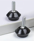 20 Piece Stainless Steel Adjustable Furniture Feet Featuring M6 Threaded Levelers With Thick Non Slip Rubber Bottoms shown in close-up.