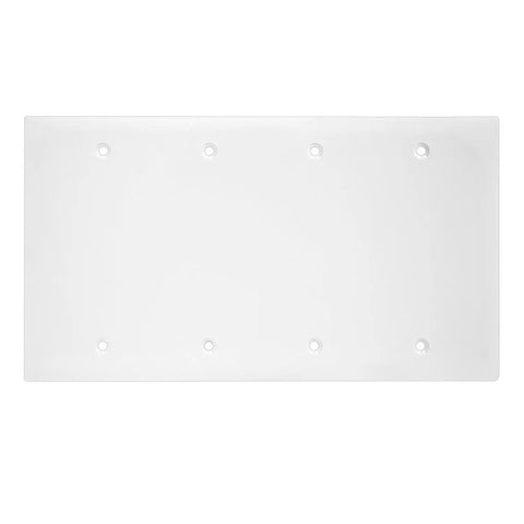 Blank Four Gang Device Wall Plate Cover For Outlets And Switches, Ultra Durable Polycarbonate Thermoplastic, Unbreakable Shield, White