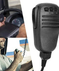 Handheld Microphone Speaker For Two Way Radios Compatible With Yaesu FT 817 FT 900 FT 450D, showing plug and ABS build