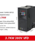 Plug And Play VFD Drive For 3 Phase Motors 1.5KW To 5.5KW 380V Inverter With Digital Display Stepless Speed Control Built In Protections And Easy Parameter Setup For Smooth, Reliable Motor Performance. 3.7kW 380V unit with keypad and display