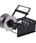 Round Bottle Labeling Machine With Handle For Wine Beer And Water showing a side view of compact design with stainless steel rollers.