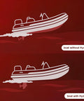 Comparison of boat performance with and without Whale Tail Hydrofoil Stabilizer Fin Kit For Outboard And Stern Drive Motors 40 To 200 HP Red Carbon Design 2 Pack Beefed Up Performance And Smoother Acceleration.