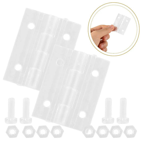 2 Pack Small Acrylic Butt Hinges For Cabinets And Wooden Boxes Screws Included, shown held in hand for size reference