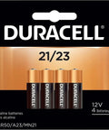 Heavy Duty 21/23 12 Volt Alkaline Battery 4 Pack For Key Fobs Car Alarms GPS Trackers in a durable packaging.