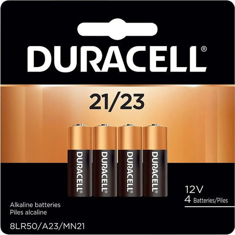 Heavy Duty 21/23 12 Volt Alkaline Battery 4 Pack For Key Fobs Car Alarms GPS Trackers in a durable packaging.