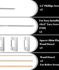 Top Shelf Door Strike Shim Plates With Stainless Steel Spacers Deadbolt Restorer Alignment Kit with screws and dowels for reinforcement.