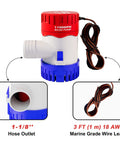 1100 GPH 12V Submersible Workhorse Bilge Pump With One And One Eighth Inch Outlet Non Automatic Quiet Marine Water Pump For Boats