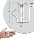 End Splicer Kit For Electric Fence Polytape, 10 Pack Quick Connect Fittings, heavy duty steel splice connectors shown with measurements