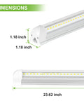 Dimensions of 2 Ft LED Shop Light With 3500 Lumens And 6500K Super Bright White Linkable V Shape T8 Tube, ETL Listed