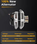 Alternator Replacement For Acura ILX 2.4L 2013 2014 2015 And Honda Civic 2.4L 2012 2013 2014 2015 And Honda CR-V 2.4L 2012 2013 2014 12V 120Amp S7 Pulley Fits 104210-1530 Easy Install Plug And Play side view