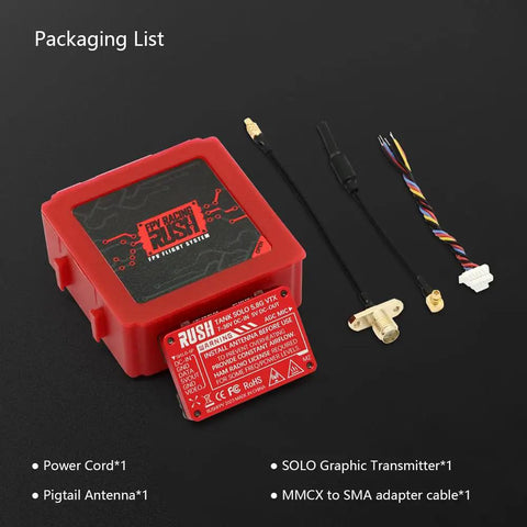 Solo Tank 5.8G VTX Video Transmitter CNC Shell 1.6W High Power Built In Microphone Heat Dissipation Structure packaging with components