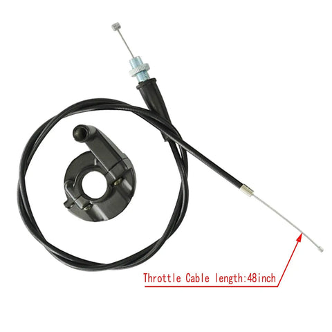 Throttle Cable Kit With Twist Throttle Hand Right Brake Lever And Left Handle For XR80 XR100 CRF70 CRF80 CRF100 Pit Dirt Bikes Baja Mini Bike 196cc 200cc 5.5hp 6.5hp 48 Inch featuring 48 inch black cable and twist throttle mechanism.