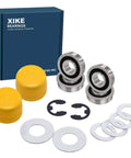 3/4 Inch By 1-3/8 Inch Flange Ball Bearings Kit For Lawn Mower Front Wheel With E Clips Washers And Hub Caps visible with box
