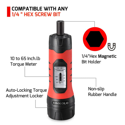Torque Screwdriver Wrench Set With 29 S2 Alloy Bits And 5 Drive Sockets One Quarter Inch Socket Adapter In Portable Case