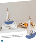 Mediterranean Wooden Sailboat Model Decor for Home and Office Cozy Cottage Nautical Vibe Ornament on books and table