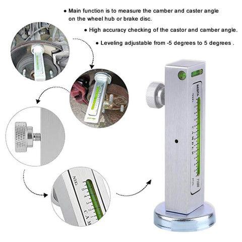 Adjustable Magnetic Camber Gauge Tool For Vehicle Suspension And Wheel Alignment, Precise Camber And Caster Measurement For Truck Car RV, Easy Magnetic Reference After Dismantling Or Reinstall, 1 Pc.