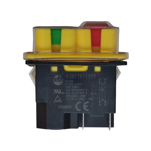 Front view of Four Pin On Off Electromagnetic Switch For Electric Power Tools Saw Drill Grinder Cutting Machine Tool Equipment 120 Volt 16 Amp