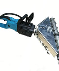 1800W Electric Foam Planer Shreds Stubborn Spray Foam Like A Hot Knife Through Butter tackles insulation with a blue handle.