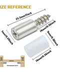 Close-up of 50 Pack Cabinet Shelf Pegs With Grip Tight Sleeve and size reference, showcasing self-tapping screw design and rubber cap.