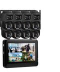 Smooth Operator 6MP Dual Lens Wireless IP Camera For Real Deal Surveillance No Fuss Install Easy Eight Channel NVR Hookup And Tough Weatherproof Construction with monitor showing multiple camera feeds.