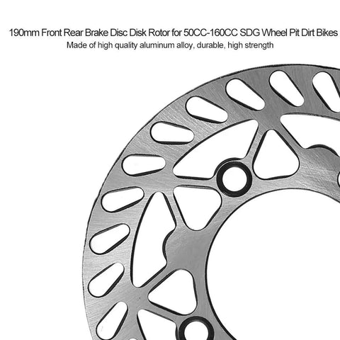 Durable 190mm Pit Bike Brake Rotor For Front And Rear Use Disc Rotor close-up of metal design for off-road riding
