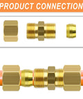 Brass compression tube fittings set, 1/4 in. OD × 1/4 in. OD, 10 pcs for copper plumbing