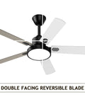 52 Inch Outdoor Ceiling Fan With Light And Remote Control, Reversible DC Motor, 5 White And Yellow Maple Blades, Dimmable 24W LED