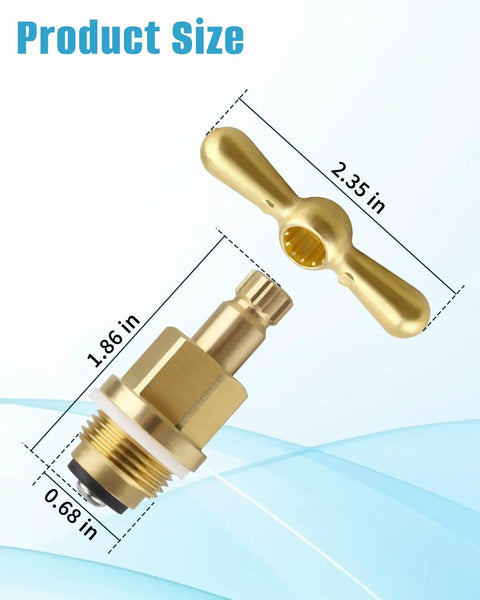Product dimensions of Brass Globe Valve Stem And Bonnet Kit with Handle for Arrowhead Hose Bibs