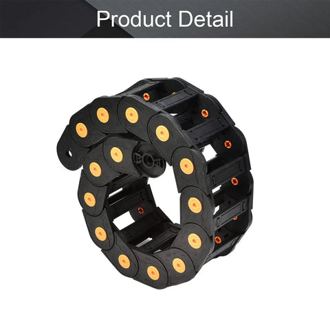 Open Type Drag Chain Cable Carrier With End Connectors 40x100mm Inner Size, 1 Meter Length, Black Nylon, R100 Bend Radius