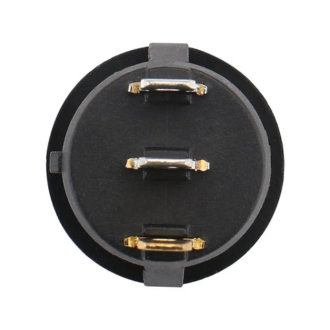 Round Rocker SPST On Off Switch 3 Pin Blue LED Illuminated Power Switch 10A 125V 6A 250V AC For Household Appliances And DIY Projects Industrial Grade 10 Pack, rear view 3 terminals