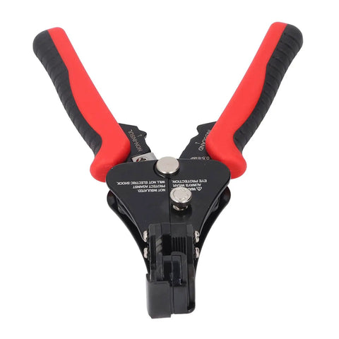 Heavy Duty Automatic Wire Stripper Cutter Crimping Tool 3 In 1 Adjustable For 10 To 22 Awg Electrical Wiring with red rubber grips.
