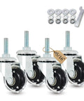 Inline Skate Style PU Screw In Caster Wheels With Five Sixteenths Eighteen Threaded Stem 25mm Length For Wire Shelving And Office Chairs Small Furniture Swivel Pack Of Four No Noise with screws and wrench