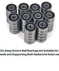 608 2RS Bearings 50 Pack 8x22x7mm Double Rubber Sealed Ball Bearings For Skateboards And Small Equipment Chrome Steel Smooth Spin Durable And Ready To Roll, stacked