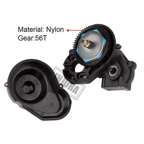 Black Complete Gearbox Transmission For One Tenth Scale Axial SCX10 II 90046 RC Crawler, Durable Nylon Casing detail, 56T gear
