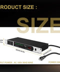 Heavy Duty Ten Socket Power Conditioner And Surge Sequencer Delivers A Rock Solid 3300 Watts And 30 Amps Of Clean Juice Through Rack Mount Housing size dimensions on display.