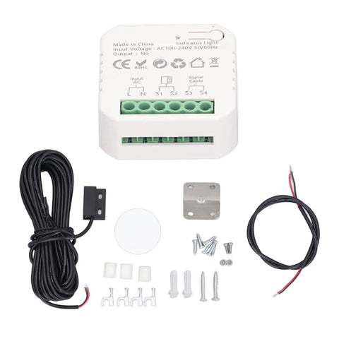 Components of the WiFi Door Controller With Voice Control Remote Kit Real Time Monitoring App For Home Store Warehouse 100-240V 2.4GHz WiFi Only