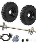 Rear Axle Assembly Kit For Ready To Roll Go Karts 740mm With 29 Inch Wheels Hub Rim Tire Brake Disc Caliper Master Cylinder T8F Chain Sprocket DIY Quad Trike Drift Bike