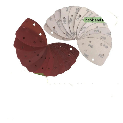 Super Cool 140X98Mm Triangular Sandpaper Sheets With 6 Hole Design For Fast Dust Extraction And Hook Loop Attachment, assorted grits.