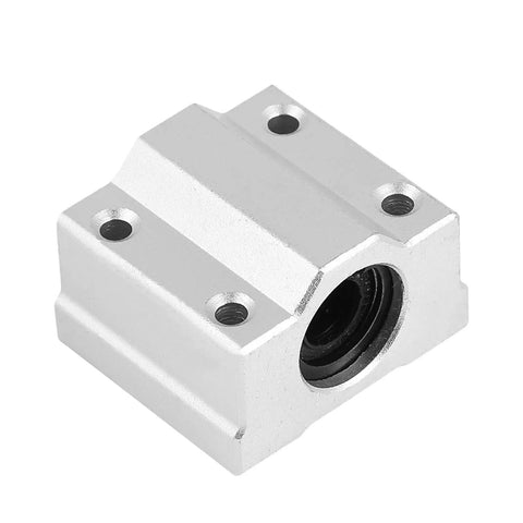 SCS8UU 8mm Linear Ball Bearing Slide Bushing For 3D Printer Parts view of aluminum slide block with black bearing for CNC use.