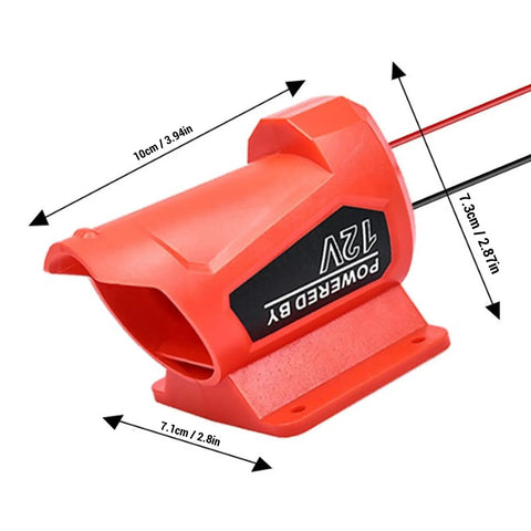 18V Battery Adapter Harness Connector Fusing Holder For Riding Toys And RC Robots in red ABS with size dimensions