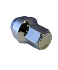 Close-up of one chrome lug nut from Set Of 24 One Piece Chrome Lug Nuts 14x1.5mm For Ford F 150 2015 2020 Expedition And Lincoln Navigator
