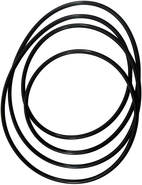 Four black rubber seals for Front Load Washer Bearing And Seal Kit Tub Replacement Stop The Rattle Trap Racket On Lg And Kenmore Machines.