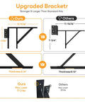 Comparison of upgraded bracket versus standard, showing dimensions and thickness differences for Heavy Duty Anti Sag Gate Kit With Left Opening Latch And Adjustable Bracket Gate Frame Hardware For Wooden Fence Or Patio Fits 24 To 60 Inch Wide Openings Works With 2x4 Lumber.