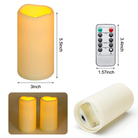 Waterproof Flameless LED Pillar Candles With Remote Timer Battery Operated Pack Of 3 Large Pillars In 3.25 Inch Diameter